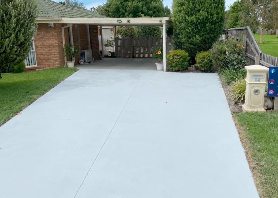 Shale colored concrete pathway after resurfacing in Orbost