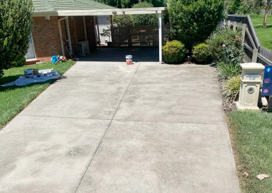 Damaged pathway before shale resurfacing